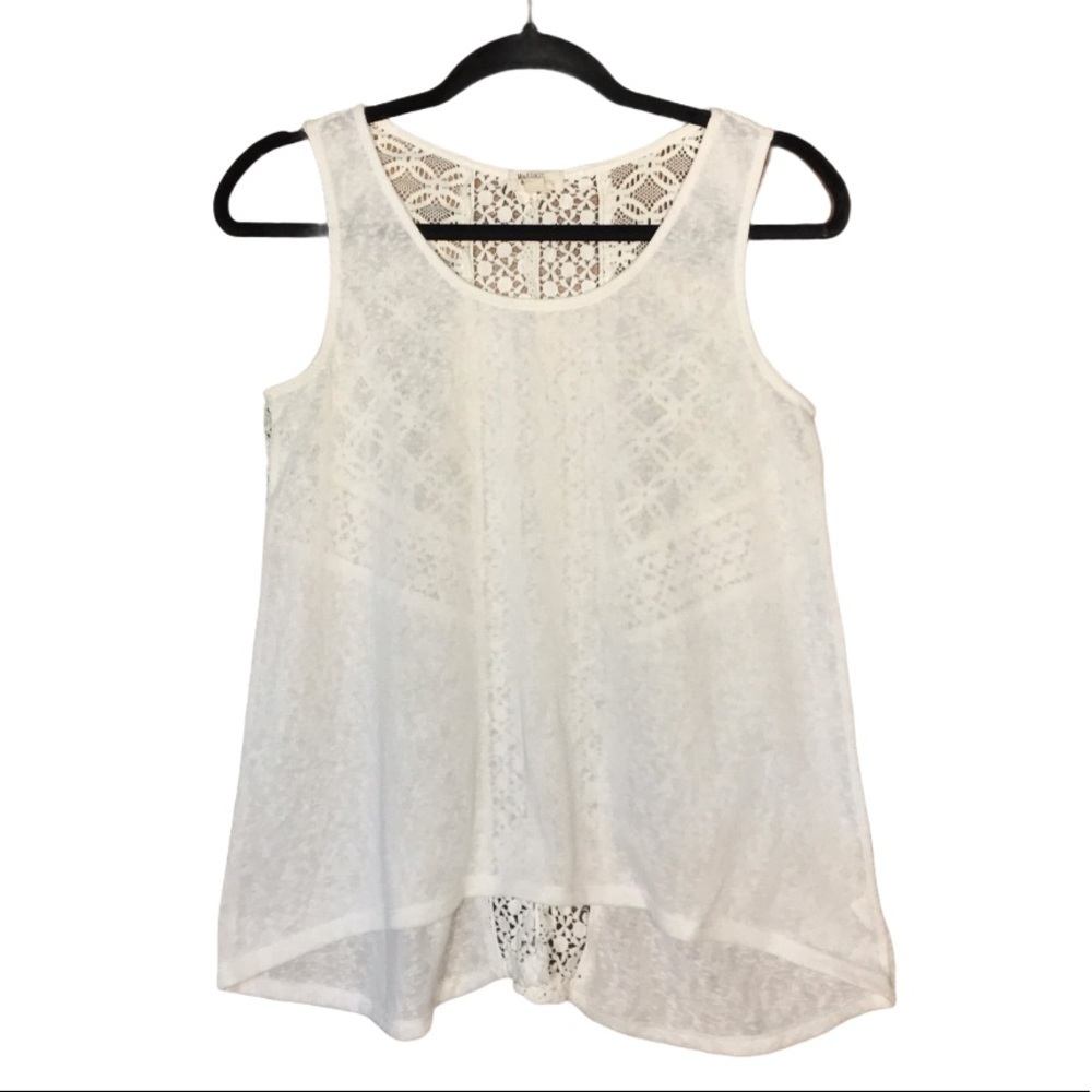 Madison & Berkeley Crochet Lace Cream Tank Top